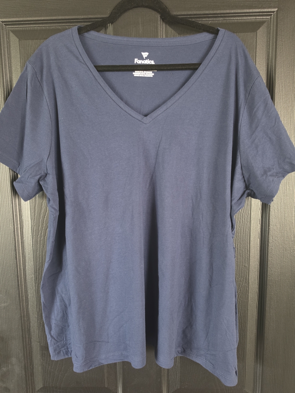 New Fanatics Women's Navy V-Neck Short Sleeve Tee - Solid Navy Customizable 3X